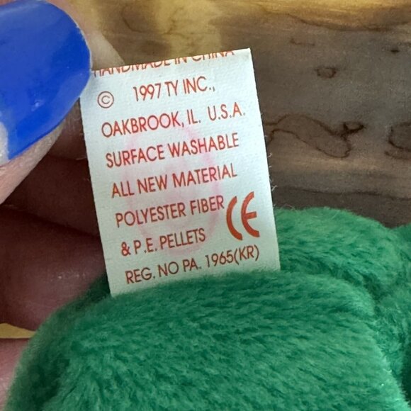 1997 TY Beanie Baby Erin Lucky Shamrock Green Bear Great Used Condition - Picture 7 of 8